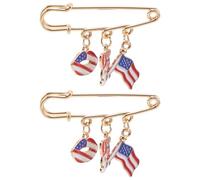 DIKACA 2pcs Usa Flag Brooch Pin Set - Metal Enamel Patriotic Lapel Pins for Clothing, Hats, Suits - Suitable for Political Events, Community School Celebrations