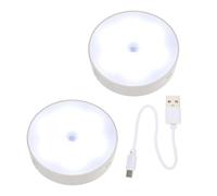 DIKACA 2Pcs USB Rechargeable LED Induction Night Lamp with Smart Human Body Sensor Easy Installation No Punch White Light for Bedroom Stairway Wardrobe for Night Feeding and Elderly