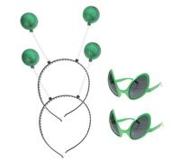 DIKACA 2Sets Alien Festival Glasses Headdress Cosplay Party Props Funny Wacky Hair Hoops for Adults and Photography Accessory for Halloween Rave Dress-up