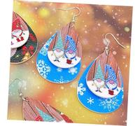 DIKACA 3 Pairs Christmas Leather Earrings Water Drop Shaped Creative Ear Danglers Women’S Holiday Ear Pendants Festive Xmas Party Accessories Random Color