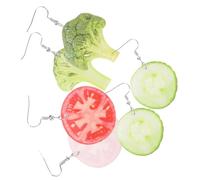 DIKACA 3 Pairs Funny Vegetable Dangle Earrings for Women Lightweight Acrylic Food-themed Ear Jewelry Unique Party Accessories Quirky Gift for Friends and Family