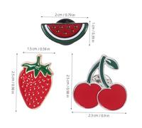DIKACA 3 Pcs Cute Fruit Enamel Brooch Pins Lightweight Cartoon Watermelon Strawberry Cherry Badges for Women Jackets Backpacks Sweaters Safety Accessory