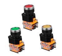 DIKACA 3 Pcs Momentary Push Button Switch Self Locking Circuit Control Buttons Red Green Yellow for Industrial Equipment