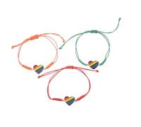 DIKACA 3pcs Adjustable Rainbow Woven Bracelet Heart Braided Rope Wrist Jewelry for Pride Friendship Symbol Equality Inclusivity Versatile Wrist Ornament for Daily Wear and Special Events