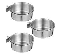 DIKACA 3pcs Bird Feeding Box Bird Feeder Feeder Parrot Food Cups for Cage Creative Parrot Feeding Bowls Cups Food Dishes Silver