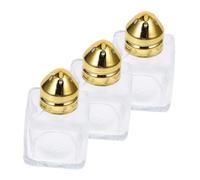 DIKACA 3pcs Glass Pepper Jar with Gold Caps Compact Square Salt Shakers for Kitchen Precise Dispensing Condiment Bottles Space-Saving Spice Containers