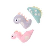 DIKACA 3Pcs Interactive Cat Plush with Catnip Chew Teasers in Pink Snake Gray Dinosaur for Kitten Play and Scratching Prevention