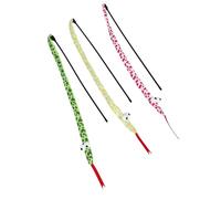 DIKACA 3pcs Interactive Cat Teaser Wand with Crinkle Sound Soft Plush Snake for Indoor Kitten Play Ergonomic Lightweight Handle for Comfortable Pet Entertainment and Sensory Stimulation