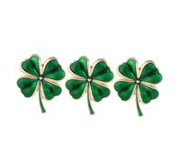 DIKACA 3pcs Irish Shamrock Brooch Pins Four-leaf Clover Lapel Pins with Secure Clasp Versatile Fashion Accessories for St Patrick's Day Women