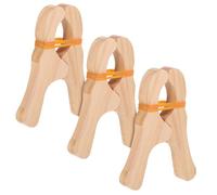 DIKACA 3pcs Large Wooden Clothesline Clips Rustic Fort Building Play Clips for Multipurpose Blankets Silks Bag with Secure Grip and Smooth Finish