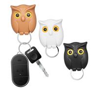 DIKACA 3pcs Magnetic Owl Key Holder with Adhesive Backing Plastic Wall Mounted Key Hooks for Secure Storage Easy Installation Without Drilling Decorative Wall Organizer Black White and