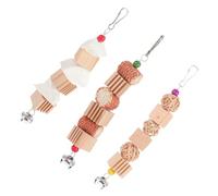 DIKACA 3pcs Parrot Chewing for Caged Birds Natural Material Molar for Healthy Teeth Cleaning Lightweight Bird Playing for Mental and Physical Health Random Color
