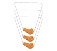 DIKACA 3pcs Simulation Fried Chicken Drumstick and Wing Necklace Set - 3d Fried Chicken Link Chain Jewelry for Hip Hop Costume, Party Food Pendant Accessories for Women and Men