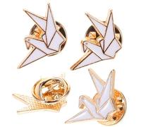 DIKACA 4 Pcs Origami Crane Brooch Pins Cute Cartoon Badge Pins for Women Durable Zinc Alloy Animal Brooches Versatile Fashion Accessories for Clothes Bags