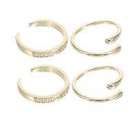 DIKACA 4pcs Adjustable Boho Toe Rings Set for Women Open Band Rhinestone Polished Teardrop Design Comfortable Fit Summer Beach Foot Jewelry for Chic Vacation Accessory