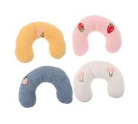 DIKACA 4pcs Cat Pillows Soft Plush U Shaped Neck Support for Indoor Cats and Small Dogs Calming Bed Cushions Reinforced Fabric Compact Portable