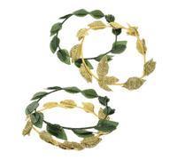 DIKACA 4pcs Cosplay Leaf Crown Greek Headpiece with Gold Green Vine Wreaths Comfortable Roman Style Tiara for Renaissance Fairs Masquerade Costume Parties Woodland Elf Roleplay