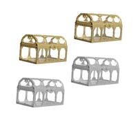 DIKACA 4pcs Creative Hollow Carved Candy Boxes Treasure Chest Shape Multi-function Candy Containers Portable Wedding Supplies Decor Silver and Gold
