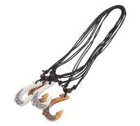 DIKACA 4Pcs Fish Hook Resin Pendant Necklace Ethnic Tribal Style Jewelry for Men Women Casual Travel Souvenir Unique Cultural Fusion Gift