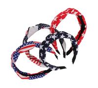 DIKACA 4pcs Knotted Wide Holiday Headbands for Women Star Pattern Fabric Hair Hoops Comfortable Skin-friendly Party Accessories for Independence Day and Daily Wear