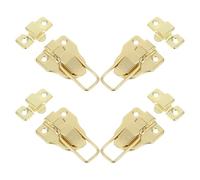 DIKACA 4pcs Metal Duckbilled Hasp Lock Heavy Duty Iron Bolt Clasp with Spring Loaded Toggle Latch for Wooden Case Jewelry Box Toolbox Vintage Style Decorative Lock in Golden