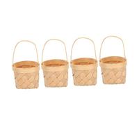 DIKACA 4Pcs Mini Wooden Gift Baskets Portable Packaging Basket for Wedding Candy Chocolates Gifts and Multipurpose Handmade Storage Bins for Party and Festival Use