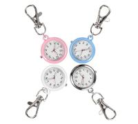 DIKACA 4PCS Nurse Fob Watch Set with Glow-in-The-Dark Hands Large Dial Metal Keychain Clip-On Nursing Watches for Women with Seconds Suitable for Medical Staff and Healthcare Use