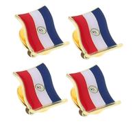 DIKACA 4pcs Paraguayan Flag Pins National Identity Iron Lapel Badges for Celebrations Festivals World Travel Souvenirs Easy to Attach Comfortable Wear