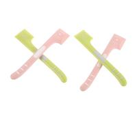 DIKACA 4pcs Pet Food Spoon Set for Cats and Dogs - Long Handle Plastic Feeding Spoons with Can Lid Opener - Pink and Green Cat Feeding Tools for Indoor and Outdoor Use