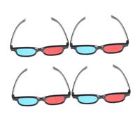 DIKACA 4pcs Plastic Glasses Red Blue Anaglyph Movie Viewing Glasses for Men Women Compatible with Smartphones Tvs Computers Projectors