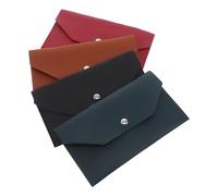 DIKACA 4pcs Pu Leather Long Cash Envelope Wallets, Money Organizer for Travel Budgeting, Women’s Small Change Purse with Bill Planner in Wine Red, Black, Brown, and Lake Blue
