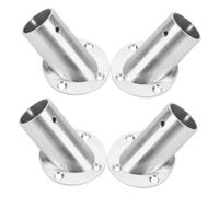 DIKACA 4pcs Stainless Steel Rod Flange Holder Elevated Closet Rod Brackets Angled End Supports for Wardrobe Shelves Clothes Poles Wall-Mount Sockets for Bathroom and Closet Use