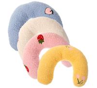 DIKACA 4Pcs U-shaped Cat Neck Protective Pillows for Indoor Use Soft Wear-resistant Material for Deep Sleep Lightweight Portable Cushions for Cats Rabbits and Small Pets in White Pink