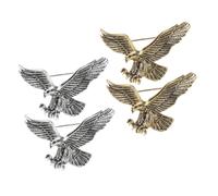 DIKACA 4pcs Vintage Eagle Lapel Pins for Men and Women Antique Gold and Silver Brooches with Fine Craftsmanship Timeless Fashion Accessories for Suits Hats Cardigans Symbolizing Strength