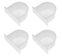 DIKACA 4pcs White Half Circle Bird Feeding Bowls for Cage Thickened Parrot Food Holder Small Bird Feeder Container for Budgie Cockatiel Cage Supplies