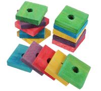 DIKACA 50 Pieces Mixed Color DIY Parrot Wood Chip Safe Bird Bite for Cockatiels Parakeets African Greys Promotes Chewing Exercise and Skill Development