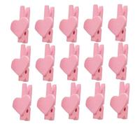 DIKACA 50pcs Pink Heart-Shaped Wooden Paper Clamps for Office Desk Cute Desktop Photo and Memo Holders Smooth Polished Clips for Organizing Documents Notes Cards and Photos