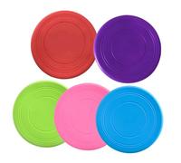 DIKACA 5Pcs Dog Flying Disc Chew-resistant Throwing Plate for Outdoor Training Interactive Play for Dogs with Soft Comfortable Material in Blue Red Purple Green Pink
