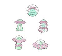 DIKACA 5pcs Enamel Brooch Pin Astronaut Cat Spaceship Badge Lapel Pins for Backpacks Clothing Accessories with Smooth Surface and Easy Design