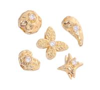 DIKACA 5pcs Handmade Jewelry Accessories Beads Earrings Necklace Pendants Star Charms Star Pendant Butterfly Shaped Bead Necklace Spacer Shaped Charm Spacers Golden Copper
