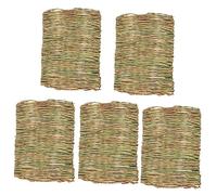 DIKACA 5Pcs Natural Grass Woven Bed Mat for Rabbits Small Animals Bunny Chew Soft Pet Bedding Mat for Hamsters Gerbils Squirrels Safe Odorless Easy to Clean