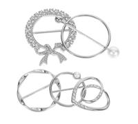 DIKACA 5pcs Pearl Rhinestone Scarf Pins with Secure Knot Design for Women Multipurpose Shawl Clasps and Waist Cincher Clips for Silk Scarves Sweater and Shirt Waist Tightener Holder