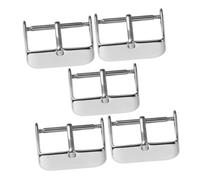 DIKACA 5PCS Stainless Steel Watch Band Buckles Silver Polished Clasps for Leather Silicone and Electronic Straps Easy Install Wristwatch Accessories