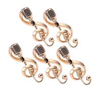 DIKACA 5pcs Vintage Retro Microphone Music Note Brooch Pin Metal Miniature Musical Instrument Jewelry for Music Lovers Concerts Parties Office Wear