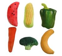 DIKACA 6pcs Artificial Vegetable Catnip Kitten Teaser with Pepper Carrot Banana Corn Broccoli Watermelon for Interactive Cat Play and Chewing