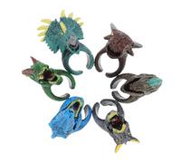 DIKACA 6pcs Dinosaur Animal Rings for PVC Finger Rings Party Bag Fillers and Goodie Stuffers for Boys for Storytelling Role Play Classroom Prizes and Birthday