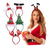 DIKACA 6pcs Festive Christmas Headbands Lightweight Reindeer Antler Hair Hoops Holiday Headgears for Women Family Party Accessories