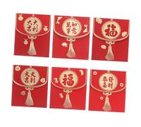 DIKACA 6pcs Glitter Red Packets Traditional Chinese Red Envelopes for Weddings and Chinese Year Cash Stuffing Envelopes with Frosted Paper Material Elegant Lucky Money Pockets for Giving