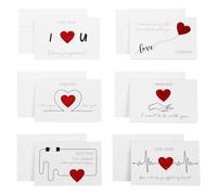 DIKACA 6Pcs Gold Foil Heart Greeting Cards Set with Envelopes, Valentine’S Day Blessing Paper Cards for Festival and Love Messages, Horizontal Design, Random Styles