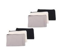 DIKACA 6pcs Multifunctional Portable Storage Pouches Large Capacity Canvas Pencil Bags with Smooth Zipper for Stationery and Cosmetic Organizer Lightweight in Grey Natural Black